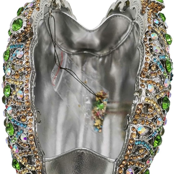 Crystal Peacock Rhinestone Clutch Evening Bag - Picture 13 of 16